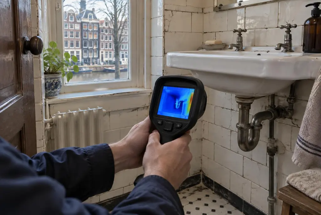 Lekdetectie Vierhouten – badkamer met oude leidingen achter de tegels