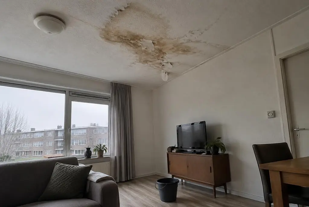 Lekdetectie Vierhouten – vochtplek op het plafond onder een badkamer